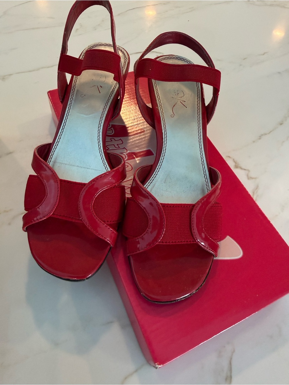 Red Women's Open-Toe Slingback Heels